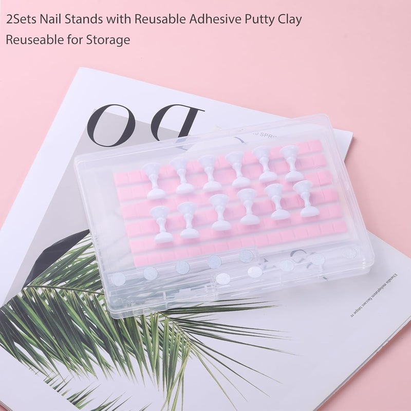 Etercycle Nail Stand Press On Nail Stand Nail Holder for Painting Nails Magnetic Nail Tips Practice Stands with 80Pcs Reusable Putty (White) - Image 5